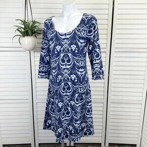 Fresh Produce Dalia Dress Blue‎ Riviera 3/4 Sleeve A Line Pockets Womens Size S